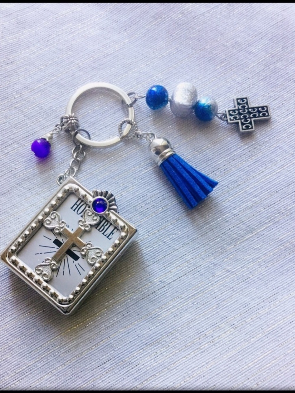 Handmade Christian Bible beaded Keyring Handmade New